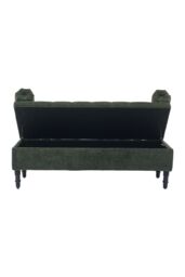 Living and Home Chenille Upholstered Storage Bench in Green - thumbnail 5