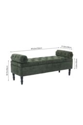 Living and Home Chenille Upholstered Storage Bench in Green - thumbnail 3