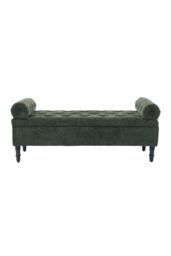 Living and Home Chenille Upholstered Storage Bench in Green - thumbnail 9