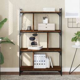 Berkfield Home Decorative Bookcase 4-Tier Brown Oak 76x32x123 cm Engineered Wood - Size: 76 x 32 x 123 cm - thumbnail 2
