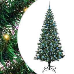 Berkfield Home Elegant Artificial Pre-lit Christmas Tree Green 240 cm PVC & Metal - thumbnail 3
