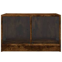 Berkfield Home Modern Coffee Table with Glass Doors Smoked Oak 68x50x42 cm in Brown - Size: 68 x 50 x 42 cm - thumbnail 6