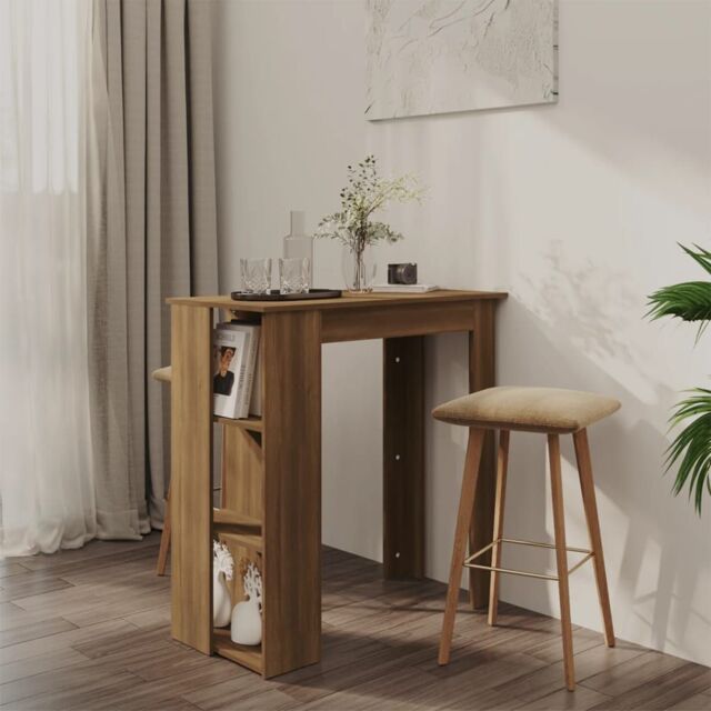 Berkfield Home Bar Table with Shelf Brown Oak 102x50x103.5 cm Engineered Wood - image 1