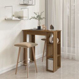 Berkfield Home Bar Table with Shelf Brown Oak 102x50x103.5 cm Engineered Wood - thumbnail 6