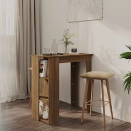 Berkfield Home Bar Table with Shelf Brown Oak 102x50x103.5 cm Engineered Wood - thumbnail 1