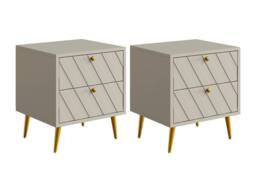 Vente-unique Set Of 2 Bedside Tables - 2 Drawers - Beige - TEODA - thumbnail 8