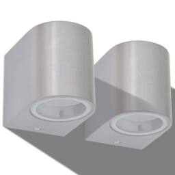 Berkfield Home Outdoor LED Wall Lights 2 pcs Round Downwards in Silver - thumbnail 1