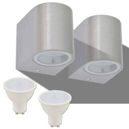 Berkfield Home Outdoor LED Wall Lights 2 pcs Round Downwards in Silver - thumbnail 3