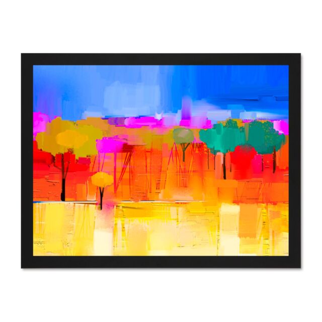 "Artery8 Wall Art Print Abstract Landscape With Trees Large Large Framed Wall Décor Art in White - Size: W18"" x H24""" - image 1