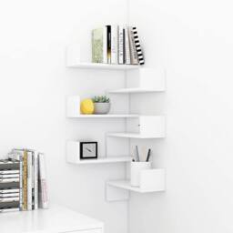 Berkfield Home Wall Corner Shelf 2 pcs White 40x40x50 cm Engineered Wood - Size: 40 x 40 x 50 cm - thumbnail 1