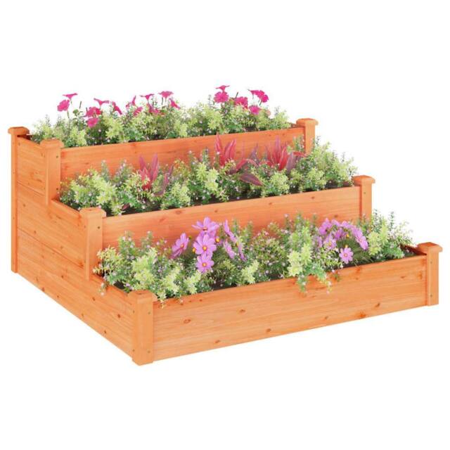 Berkfield Home Garden Raised Bed Brown 120x120x56 cm Solid Wood Fir - Size: 120 x 120 x 56 cm - image 1