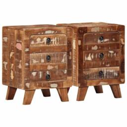 Berkfield Home Bedside Cabinet 2 pcs 37x32x50 cm Solid Wood Reclaimed - Size: 37 x 32 x 50 cm - thumbnail 2