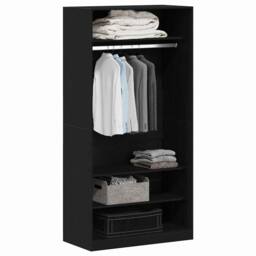 Berkfield Home Black Oak Wardrobe 100 x 50 x 200 cm - Crafted from engineered wood - thumbnail 3