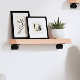Berkfield Home Wall Shelf 40x10x4 cm Untreated Solid Wood Oak in Light Tan - Size: 40 x 10 x 4 cm - thumbnail 2