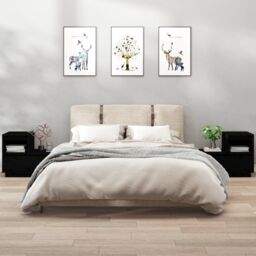 Berkfield Home Bedside Cabinets 2 pcs Black 60x34x51 cm Solid Wood Pine - Size: 60 x 34 x 51 cm - thumbnail 1