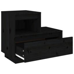 Berkfield Home Bedside Cabinets 2 pcs Black 60x34x51 cm Solid Wood Pine - Size: 60 x 34 x 51 cm - thumbnail 6
