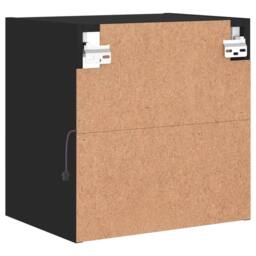 Berkfield Home Decorative Bedside Cabinet with LED Lights Wall-mounted Black - thumbnail 9