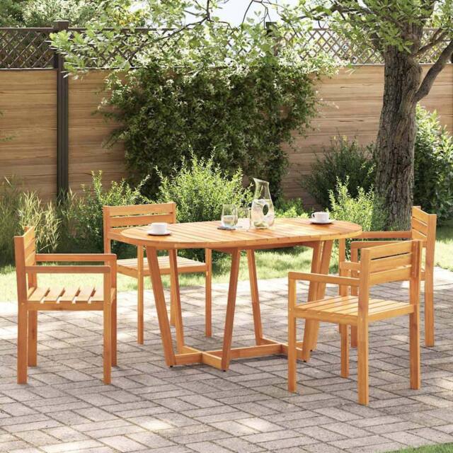 Berkfield Home Beautiful Garden Dining Table Oval 150x90x75 cm Solid Wood Acacia in Brown - Size: 150 x 90 x 75 cm - image 1