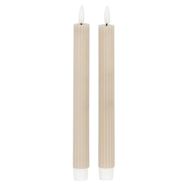 Lemon Pavilion Furniture and Decor Natural Glow Ribbed Taper Candles - Wax - L2xW2xH24 cm - Taupe - image 1