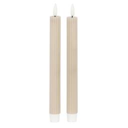Lemon Pavilion Furniture and Decor Natural Glow Ribbed Taper Candles - Wax - L2xW2xH24 cm - Taupe - thumbnail 1