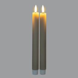 Lemon Pavilion Furniture and Decor Natural Glow Ribbed Taper Candles - Wax - L2xW2xH24 cm - Taupe - thumbnail 2