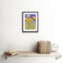 "Artery8 Wall Art Print Flower Yellow Tulips Art Framed 9x7 inch in Black - Size: W7"" x H9""" - thumbnail 2