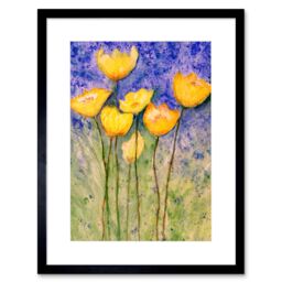 "Artery8 Wall Art Print Flower Yellow Tulips Art Framed 9x7 inch in Black - Size: W7"" x H9""" - thumbnail 1