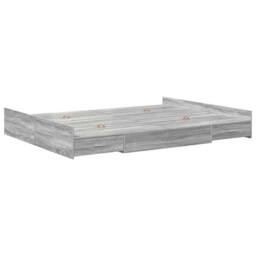 Berkfield Home Storage Bed Frame Grey sonoma 135 x 190 cm Wood composite - thumbnail 3