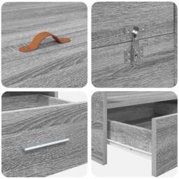 Berkfield Home Storage Bed Frame Grey sonoma 135 x 190 cm Wood composite - thumbnail 9