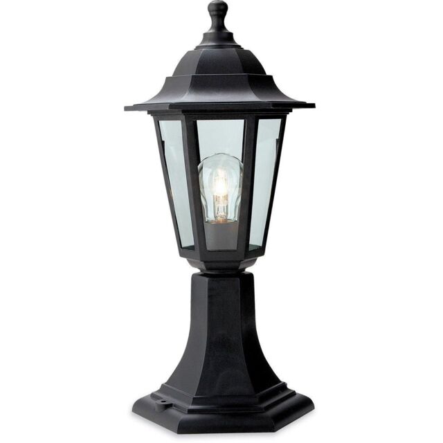 Netlighting Malmo 1 Light Pedstal Lantern Pillar Black Resin IP44 E27
