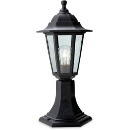 Netlighting Malmo 1 Light Pedstal Lantern Pillar Black Resin IP44 E27