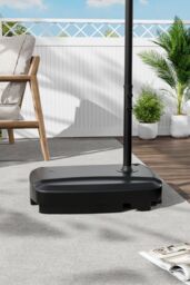 H&O Direct HDPE Water & Sand Filled Parasol Base with Wheels（Pole is not included） in Black - thumbnail 2