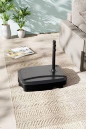 H&O Direct HDPE Water & Sand Filled Parasol Base with Wheels（Pole is not included） in Black - thumbnail 1