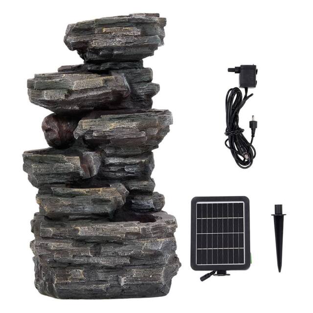 Living and Home Solar-Powered Outdoor Water Feature for Gardening in Grey - image 1