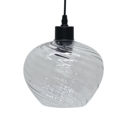 First Choice Lighting Set of 2 Bradson - Clear Swirl Glass with Black Pendant Fittings - thumbnail 7
