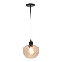 First Choice Lighting Set of 2 Bradson - Clear Swirl Glass with Black Pendant Fittings - thumbnail 2