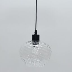 First Choice Lighting Set of 2 Bradson - Clear Swirl Glass with Black Pendant Fittings - thumbnail 6