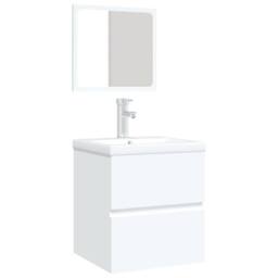 Berkfield Home Full Bathroom Sink Cabinet with Basin & Mirror White - thumbnail 1