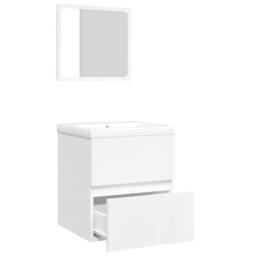 Berkfield Home Full Bathroom Sink Cabinet with Basin & Mirror White - thumbnail 6