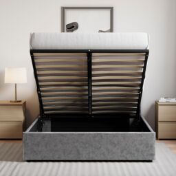 Home Discount Vida Designs Veronica Double Ottoman Bed Velvet Fabric 820 x 1440 x 2000 mm in Silver - thumbnail 5