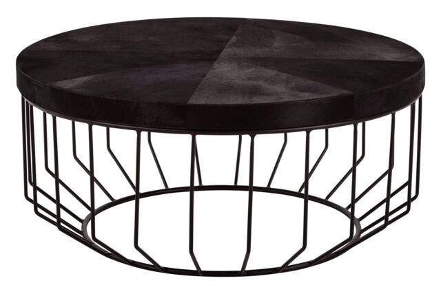 Orsina Kensington Townhouse Hair On Hide Top Round Coffee Table in Black - image 1