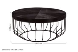 Orsina Kensington Townhouse Hair On Hide Top Round Coffee Table in Black - thumbnail 3