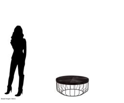 Orsina Kensington Townhouse Hair On Hide Top Round Coffee Table in Black - thumbnail 2