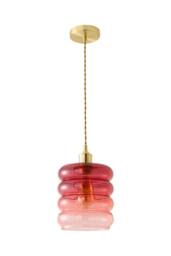 ValueLights Giselle Brushed Gold Ombre Berry Glass Ceiling Pendant Light with Bulb in Dark Pink - thumbnail 6