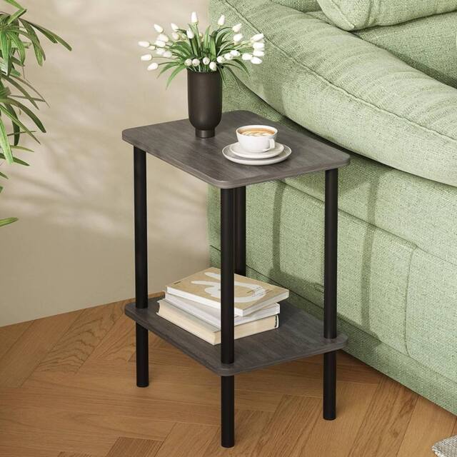 FORGEVIO 2 Tier Side Table, Narrow End Table with Storage 40x30x52cm in Grey - Size: 40 x 30 x 52 cm - image 1