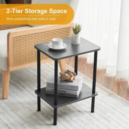 FORGEVIO 2 Tier Side Table, Narrow End Table with Storage 40x30x52cm in Grey - Size: 40 x 30 x 52 cm - thumbnail 3