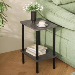 FORGEVIO 2 Tier Side Table, Narrow End Table with Storage 40x30x52cm in Grey - Size: 40 x 30 x 52 cm