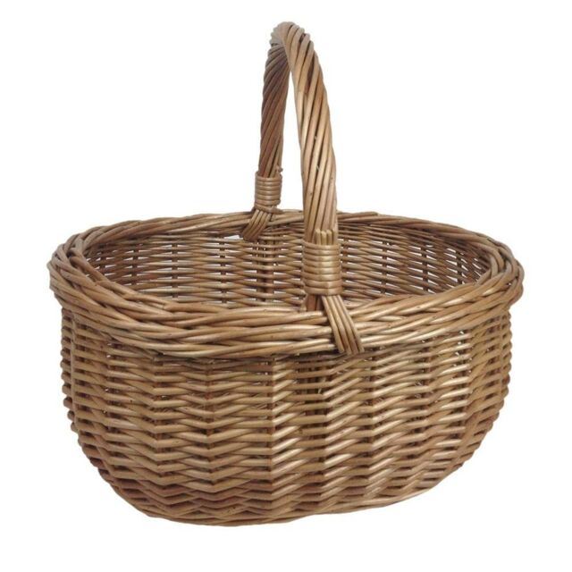 Red Hamper Wicker Shopping Basket Small Deluxe Shopper in Brown - image 1