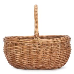 Red Hamper Wicker Shopping Basket Small Deluxe Shopper in Brown - thumbnail 3