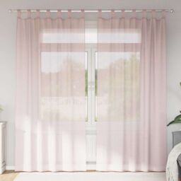 Berkfield Home Voile Curtains with Loops 2 pcs Light Pink 140x245 cm - thumbnail 1